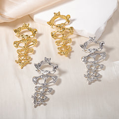 Fish Bone 18K Gold Chandelier Dangler Earring For Women