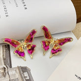 Butterfly 18K Gold Pink Stud Earring For Women