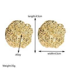 Beaten Finish 18K Gold Stud Earring For Women