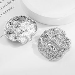 Beaten Finish 18K Gold Stud Earring For Women