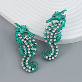 Seahorse Cubic Zirconia Silver Blue Dangler Earring For Women