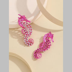 Seahorse Cubic Zirconia Silver Blue Dangler Earring For Women