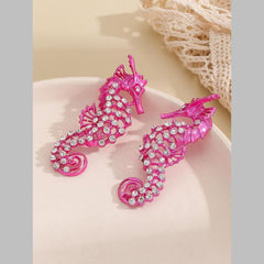 Seahorse Cubic Zirconia Silver Blue Dangler Earring For Women