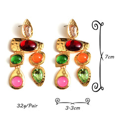 Multi Color Gold Plated Cubic Zirconia Dangler Earrings
