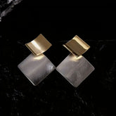Square Silver Gold Anti Tarnish Drop Dangler Earring For Women