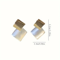 Square Silver Gold Anti Tarnish Drop Dangler Earring For Women