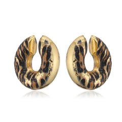 Leopard Gold Plated Enamel Alloy Ear Cuff Earrings For Women