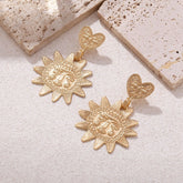Star Sun Heart 18K Gold Dangler Earring For Women