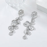 Beaten Finish Coin Silver Tassel Dangler Earring For Women