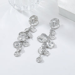 Beaten Finish Coin Silver Tassel Dangler Earring For Women