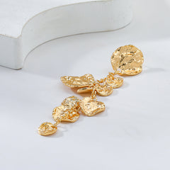 Beaten Finish Coin Silver Tassel Dangler Earring For Women