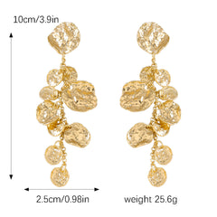 Beaten Finish Coin Silver Tassel Dangler Earring For Women