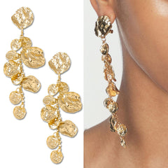 Beaten Finish Coin Silver Tassel Dangler Earring For Women