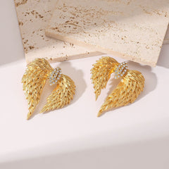 Wings Gold Plated Cubic Zirconia Alloy Dangler Earrings For Women