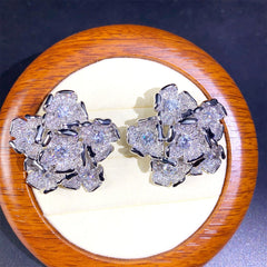 Flower Silver Plated Cubic Zirconia Alloy Stud Earrings For Women