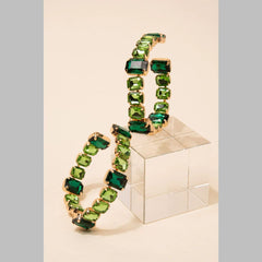 Square Rectangle Rhinestone Gold Silver Hoop Earring For Women Group5