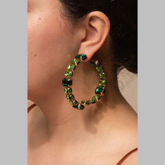 Square Rectangle Rhinestone Gold Silver Hoop Earring For Women Group5