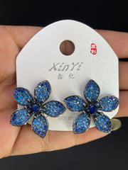 Multi Color Luxury Floral Gold Silver Cubic Zirconia Stud Earrings