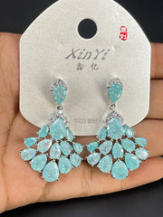 Multi Color Floral Chandelier Gold Silver Cubic Zirconia Copper Drop Earrings