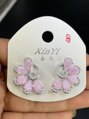 Multi Color Floral Gold Silver Cubic Zirconia Copper Drop Earrings Women