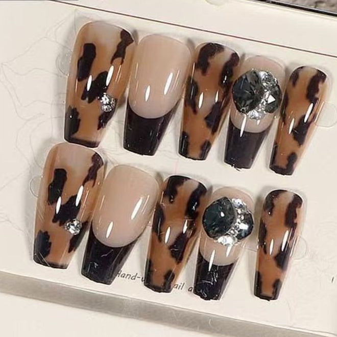 Studded Cubic Zirconia Multicolour Brown Finger Nail Pack Of 10 For Women