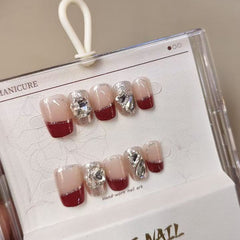 Studded Cubic Zirconia Beige Brown Finger Nail Pack Of 10 For Women