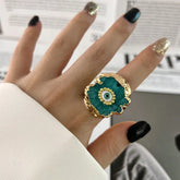 Evil Eye Multicolour Enamel 18K Gold Anti Tarnish Adjustable Ring