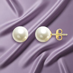 Round White Rose Silver Gold Pearl Anti Tarnish Brass Stud Earrings