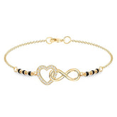 Infinity Heart Mangalsutra Style Rose Silver Gold CZ Brass Bracelet