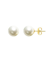 Round White Rose Silver Gold Pearl Anti Tarnish Brass Stud Earrings