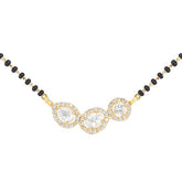 Elegant Three Stone Rose Silver Gold CZ Anti Tarnish Brass Mangalsutra