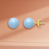 Round Blue Rose Silver Gold Pearl Anti Tarnish Brass Stud Earrings