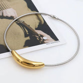 Glossy 18K Gold Silver Stainless Steel Anti Tarnish Choker Hasli Necklace For Women