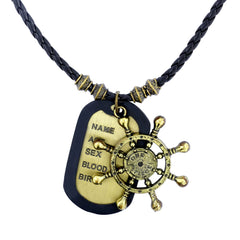 Vintage Bronze Finish Military Dog Name Tag Anchor Necklace Chain For Men