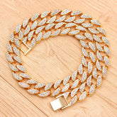Hip Hop Iced Out Thick Heavy Punk Chunky Curb Cuban Rhinestone Gold Chain Necklace Men