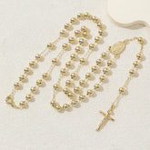 Jesus Cross Mary Christian Catholic Prayer Rosary Stainless Steel Gold Necklace Chain