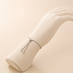 Box Glossy Silver Adjustable Slider Bracelet For Women