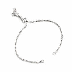 Box Glossy Silver Adjustable Slider Bracelet For Women