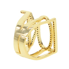 Rainbow Love Cubic Zirconia 18K Gold Anti Tarnish Free Size Ring For Women