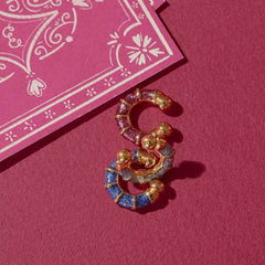 18K Gold Multicolour Enamel Stainless Steel Anti Tarnish Ear Cuff Pack Of 3 Earring For Women