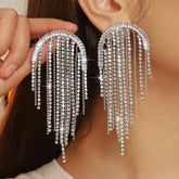 Silver Plated CZ Multi-Layer Dangler Earrings for Women