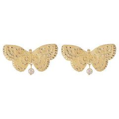 Butterfly 18K Gold Pearl Dangler Drop Earring For Women
