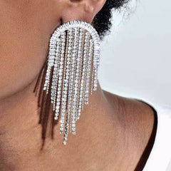 Silver Plated CZ Multi-Layer Dangler Earrings for Women