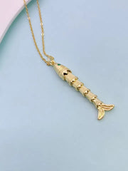 Multi Color Fishbone Gold Plated Enamel Copper Pendant Chain For Women