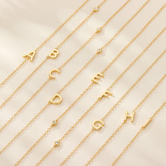 Initial Alphabets Letters 18K Gold Cubic Zirconia Stainless Steel Anti Tarnish Necklace For Women