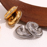 Chunky 18K Gold Silver Cubic Zirconia Stainless Steel Anti Tarnish Ear Cuff Earring For Women