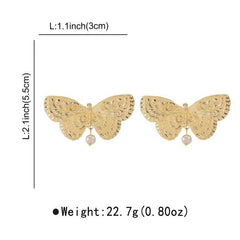 Butterfly 18K Gold Pearl Dangler Earring For Women