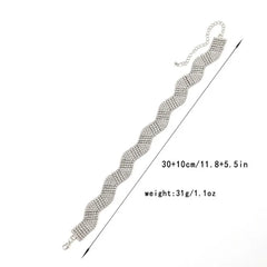 Wave 18K Gold Silver Crystal Rhinestone Adjustable Choker Necklace For Women