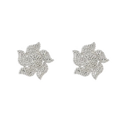 Flower Silver Cubic Zirconia Rhinestone Stud Earring For Women Group5