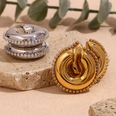 Chunky 18K Gold Silver Cubic Zirconia Stainless Steel Anti Tarnish Ear Cuff Earring For Women